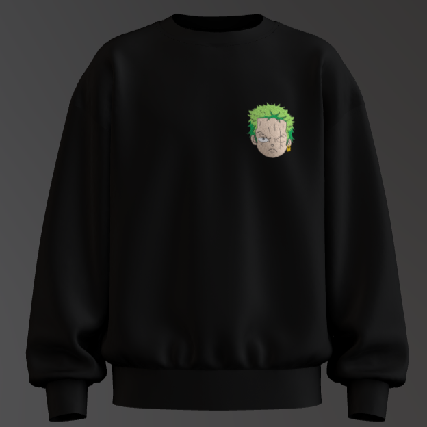 Zoro Embroidered Crewneck – One Piece Anime Sweatshirt