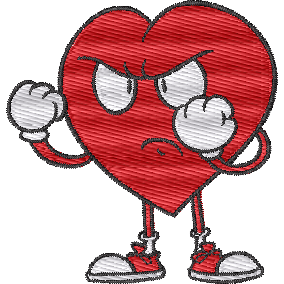 Angry Heart Character machine embroidery stitch preview