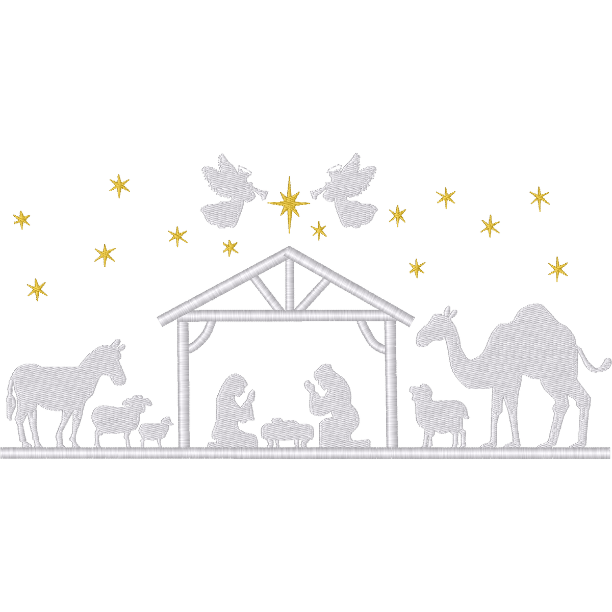 Nativity Silhouette machine embroidery stitch preview