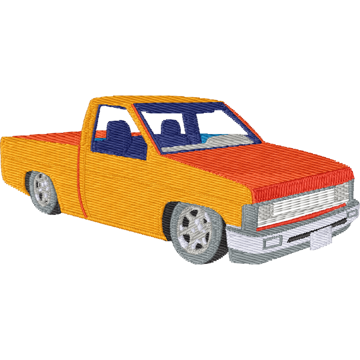 Orange Nissan Pickup Truck machine embroidery stitch preview