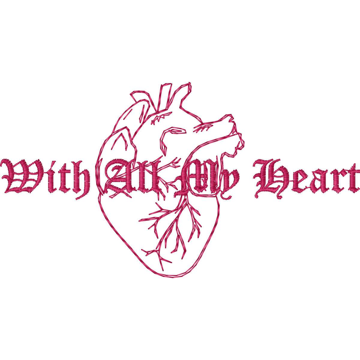 Anatomical Heart machine embroidery design — Healthcare & Cancer Awareness collection