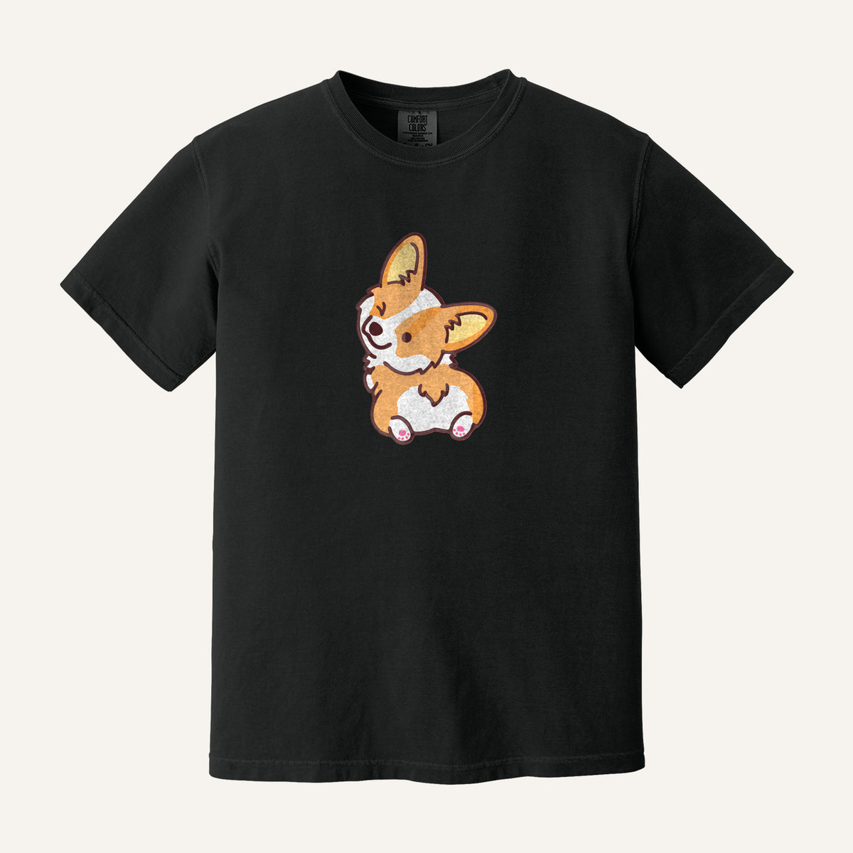 Corgi Butt Embroidered Tee – Comfort Colors Tee in Black