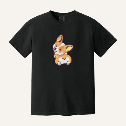 Corgi Butt Embroidered Tee – Comfort Colors Tee in Black