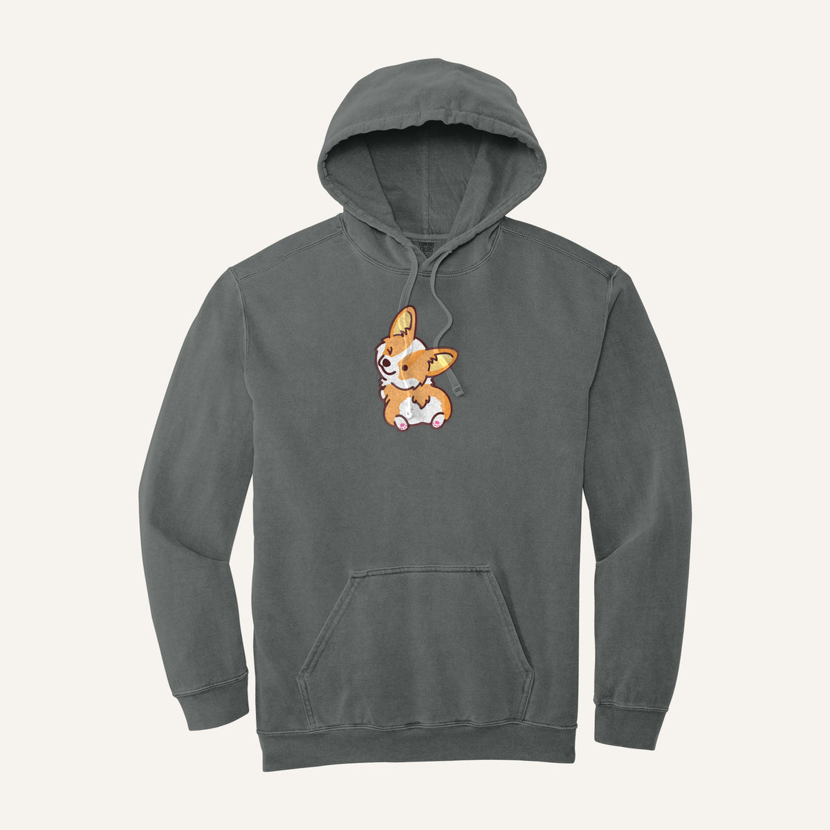 Corgi Butt Embroidered Tee – Comfort Colors Hoodie in Grey