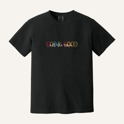God Is Good Embroidered Sweatshirt – Comfort Colors Tee in Black