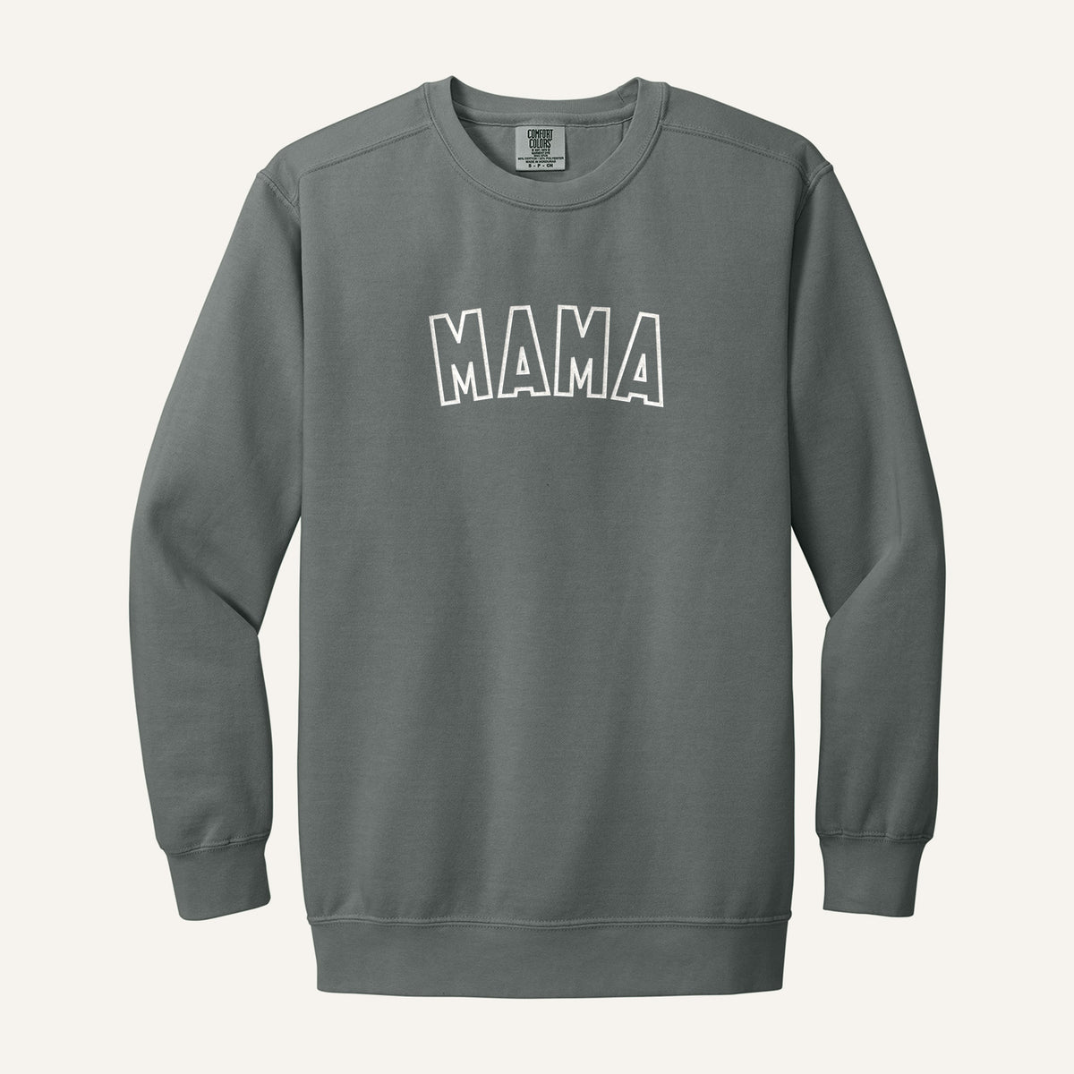 MAMA Outline Embroidered Sweatshirt – Comfort Colors Crewneck in Grey