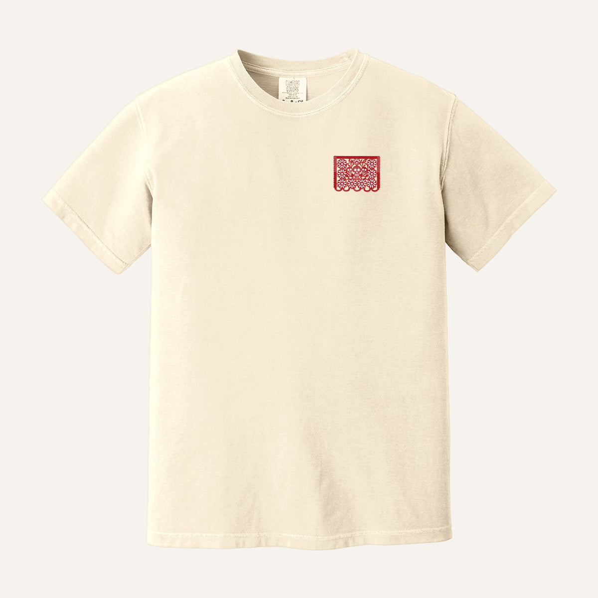 Papel Picado Skull Embroidered Sweatshirt – Comfort Colors Tee in Ivory