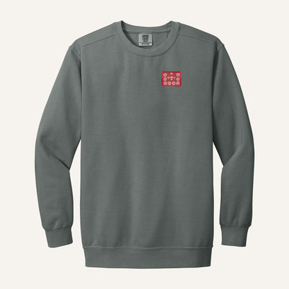 Papel Picado Skull Embroidered Sweatshirt – Comfort Colors Crewneck in Grey