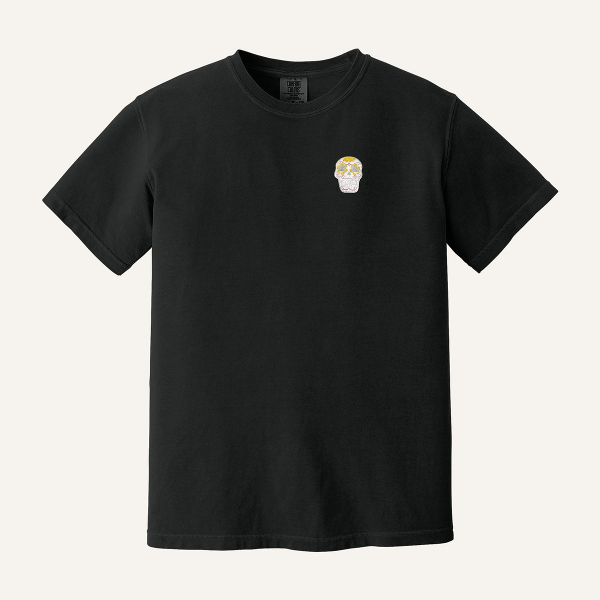 Sugar Skull Embroidered Tee – Comfort Colors Tee in Black