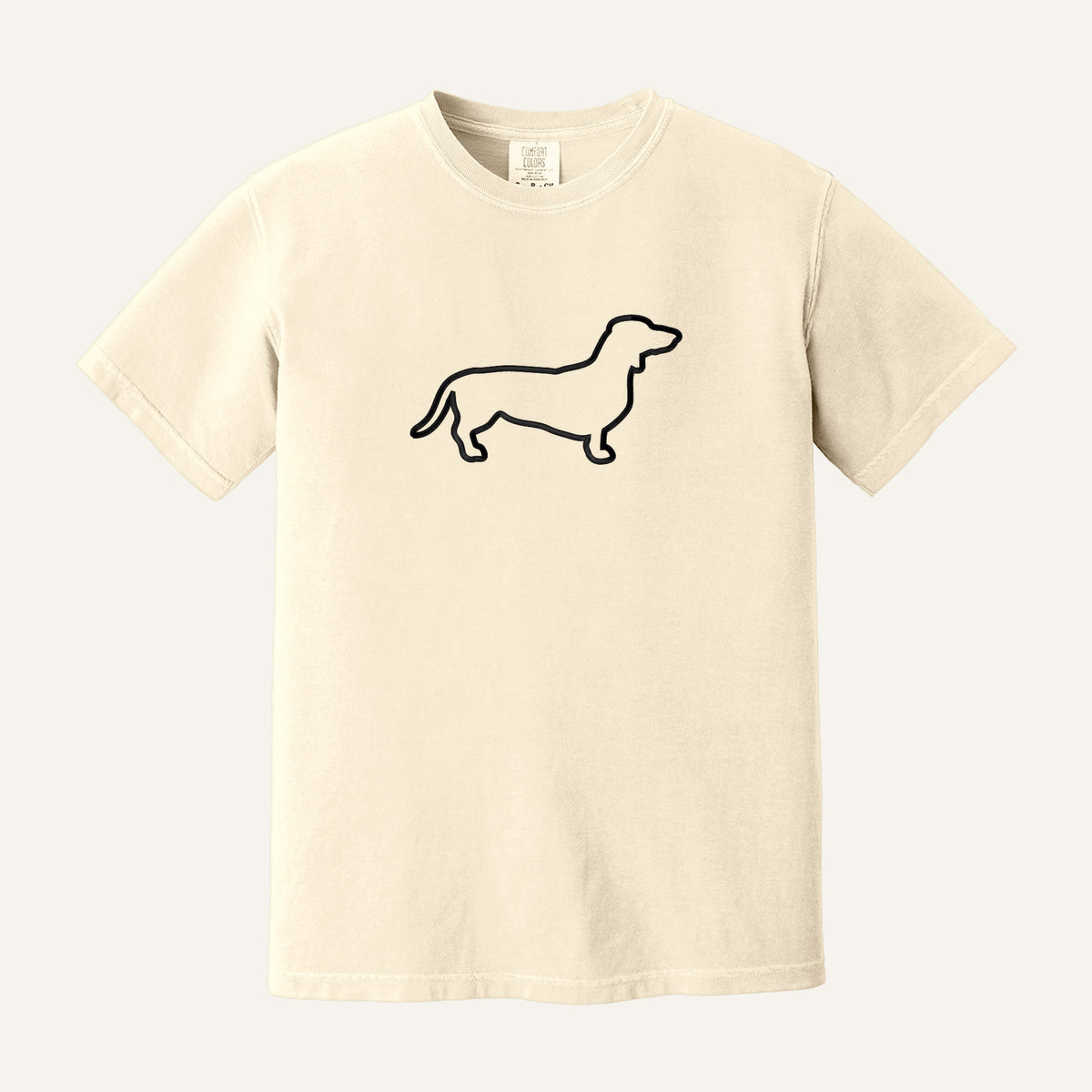 Dachshund Embroidered Sweatshirt – Comfort Colors Tee in Ivory