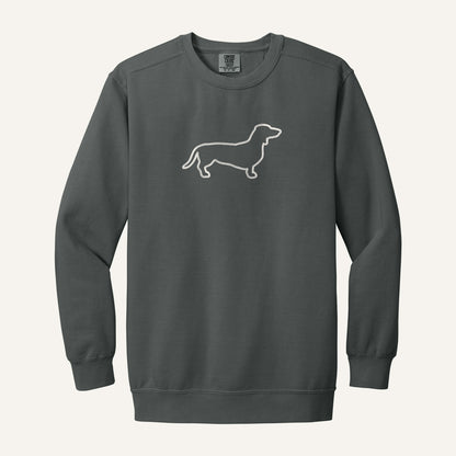 Dachshund Embroidered Sweatshirt – Comfort Colors Crewneck in Pepper
