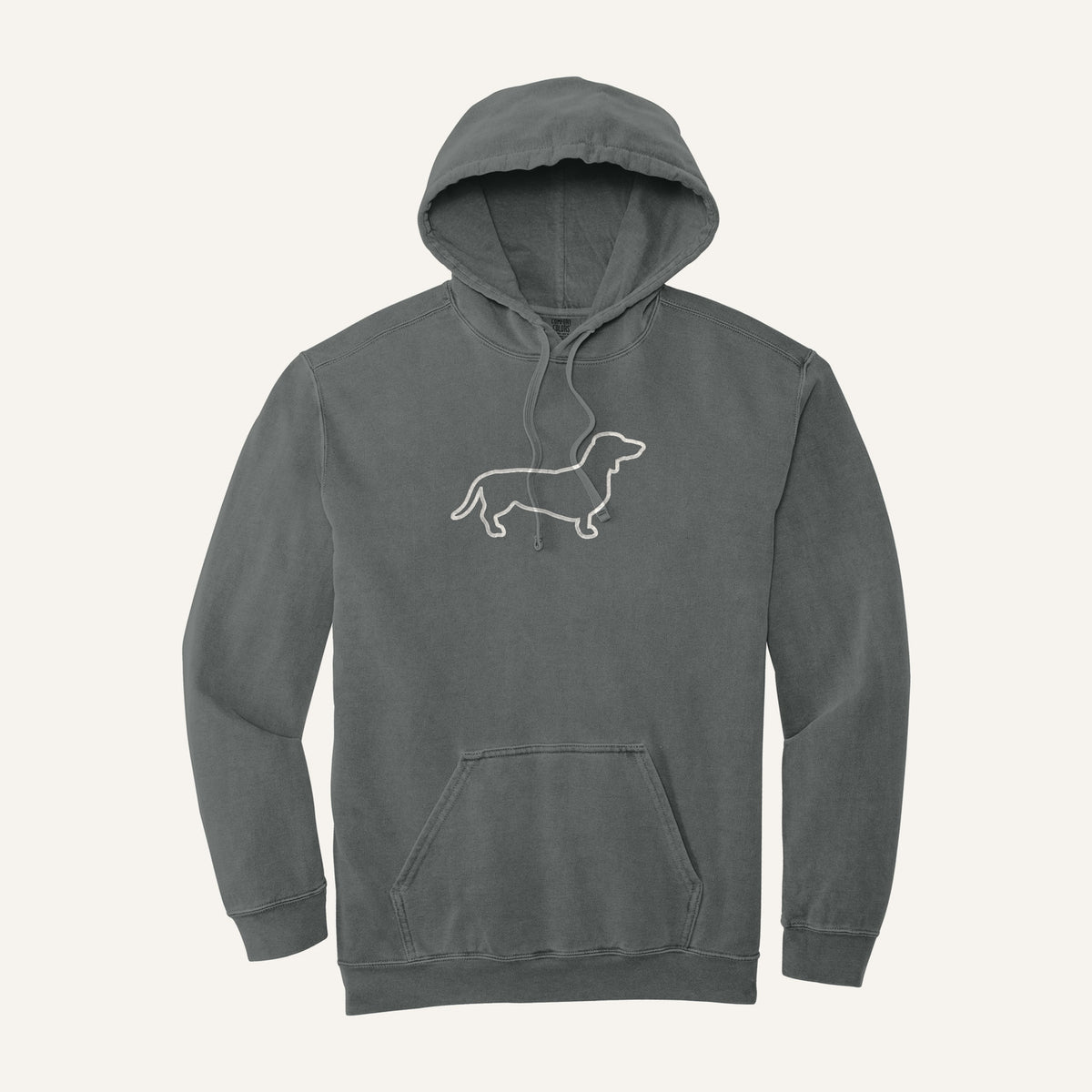 Dachshund Embroidered Sweatshirt – Comfort Colors Hoodie in Grey