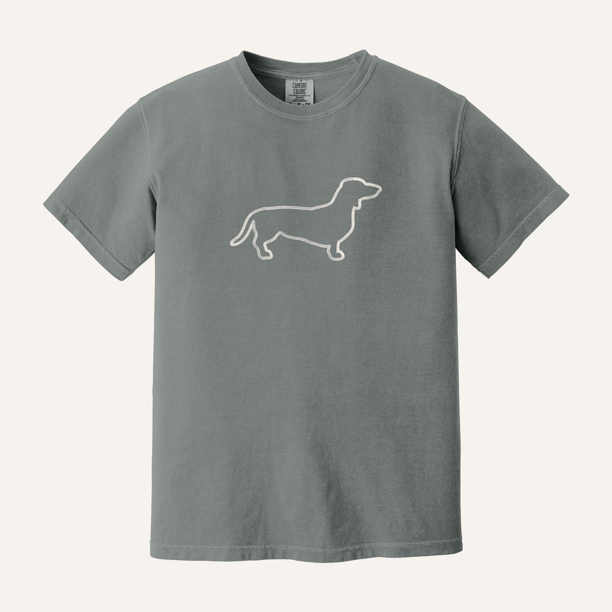 Dachshund Embroidered Sweatshirt – Comfort Colors Tee in Grey