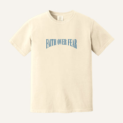 Faith Over Fear Embroidered Sweatshirt – Comfort Colors Tee in Ivory