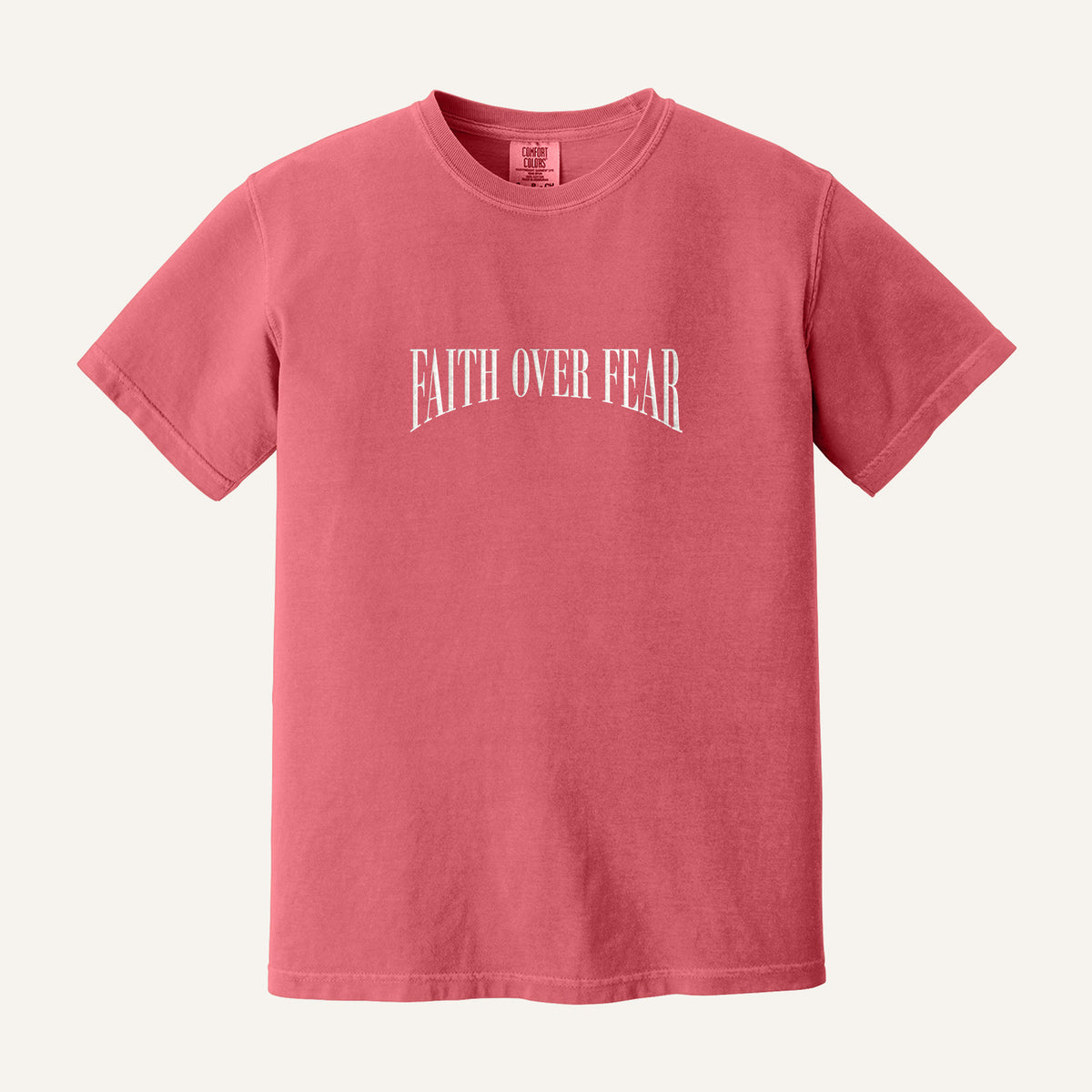Faith Over Fear Embroidered Sweatshirt – Comfort Colors Tee in Watermelon