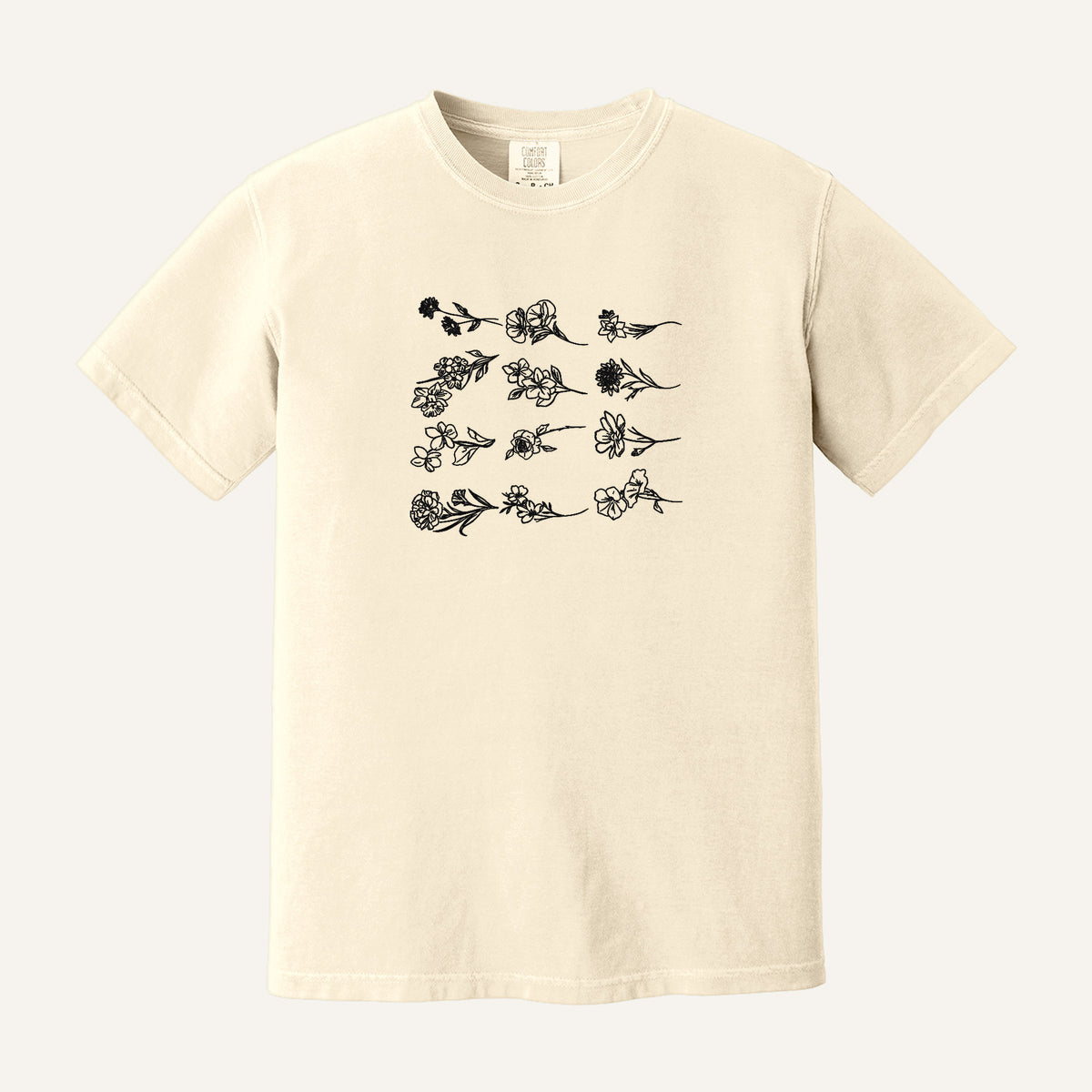 Birth Flower Embroidered Sweatshirt – Comfort Colors Tee in Ivory