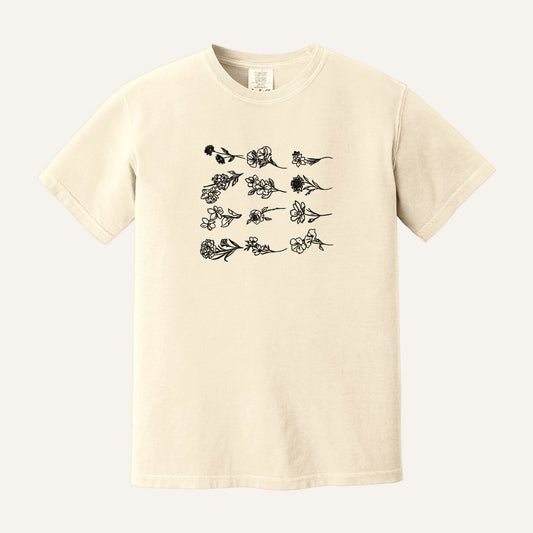 Birth Flower Embroidered Sweatshirt – Comfort Colors Tee in Ivory