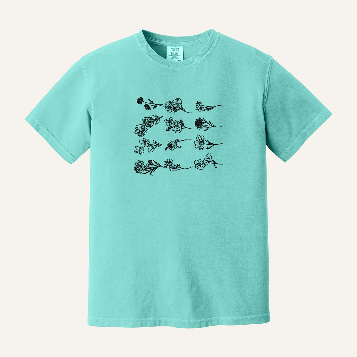 Birth Flower Embroidered Sweatshirt – Comfort Colors Tee in Chalky Mint