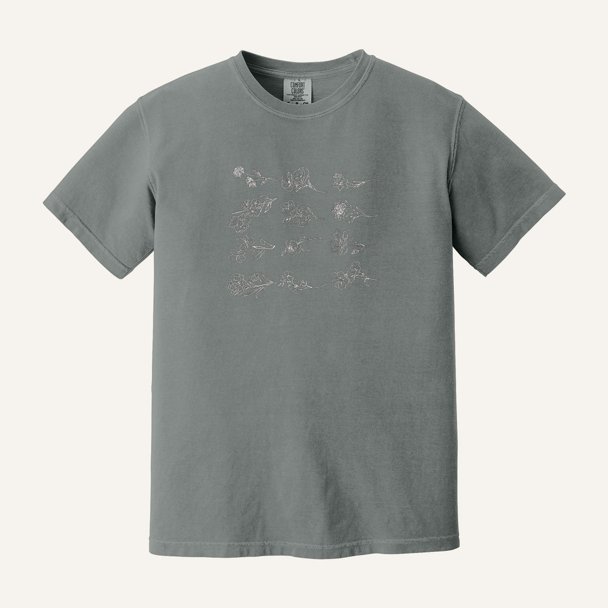 Birth Flower Embroidered Sweatshirt – Comfort Colors Tee in Grey
