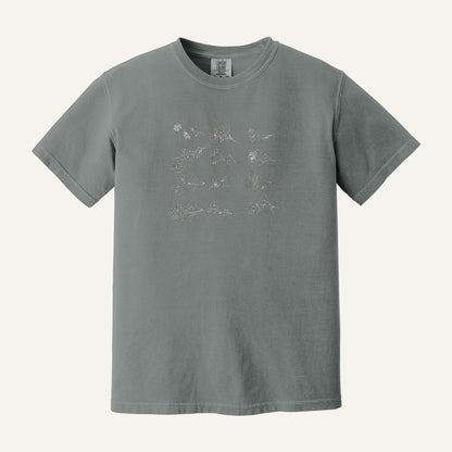 Birth Flower Embroidered Sweatshirt – Comfort Colors Tee in Grey
