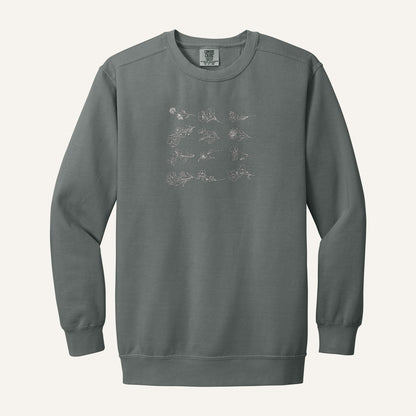 Birth Flower Embroidered Sweatshirt – Comfort Colors Crewneck in Grey