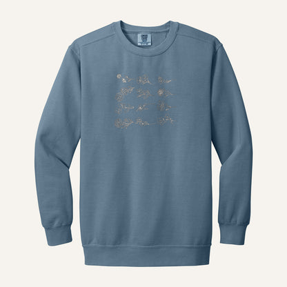 Birth Flower Embroidered Sweatshirt – Comfort Colors Crewneck in Blue Jean
