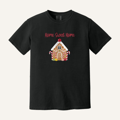 Gingerbread House Embroidered Sweatshirt – Comfort Colors Tee in Black