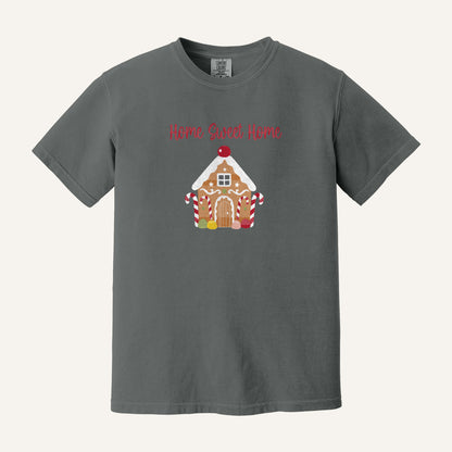 Gingerbread House Embroidered Sweatshirt – Comfort Colors Tee in Pepper