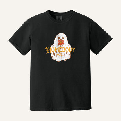 Homebody Vibes Ghost Embroidered Sweatshirt – Comfort Colors Tee in Black