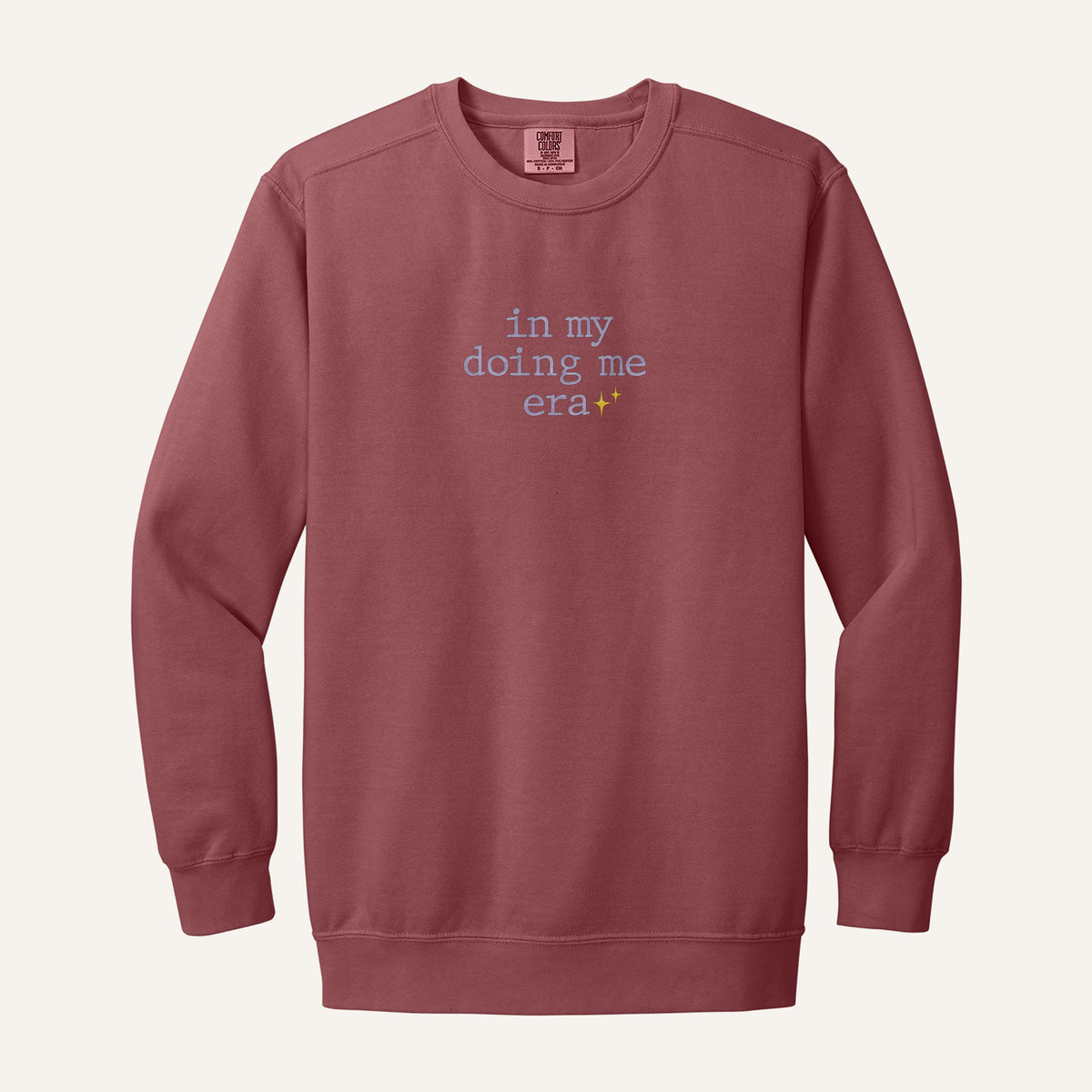 In My Doing Me Era Embroidered Sweatshirt – Comfort Colors Crewneck in Crimson