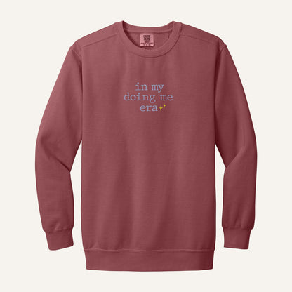 In My Doing Me Era Embroidered Sweatshirt – Comfort Colors Crewneck in Crimson