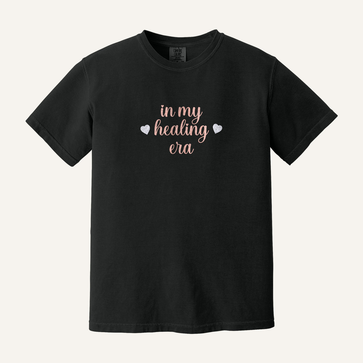 In My Healing Era Embroidered Sweatshirt – Comfort Colors Tee in Black