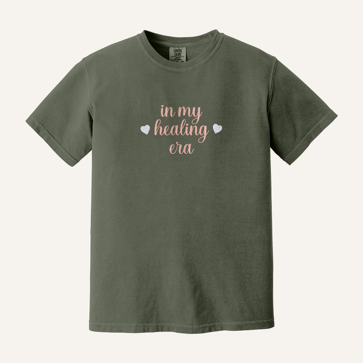 In My Healing Era Embroidered Sweatshirt – Comfort Colors Tee in Moss