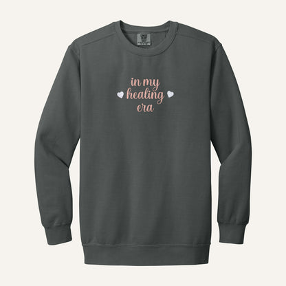 In My Healing Era Embroidered Sweatshirt – Comfort Colors Crewneck in Pepper