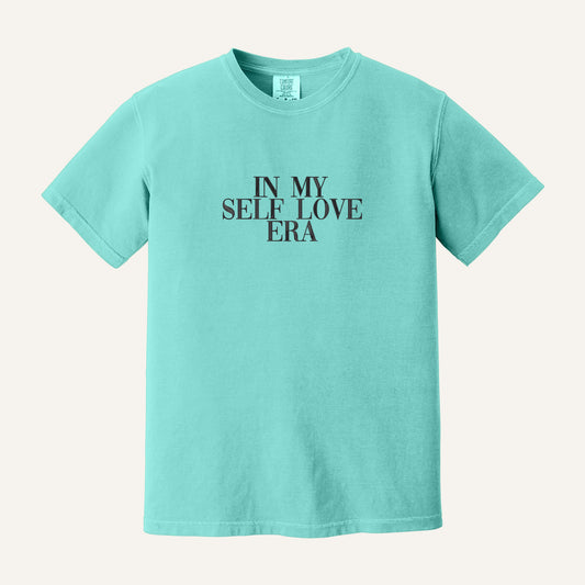 In My Self Love Era Embroidered Sweatshirt – Comfort Colors Tee in Chalky Mint