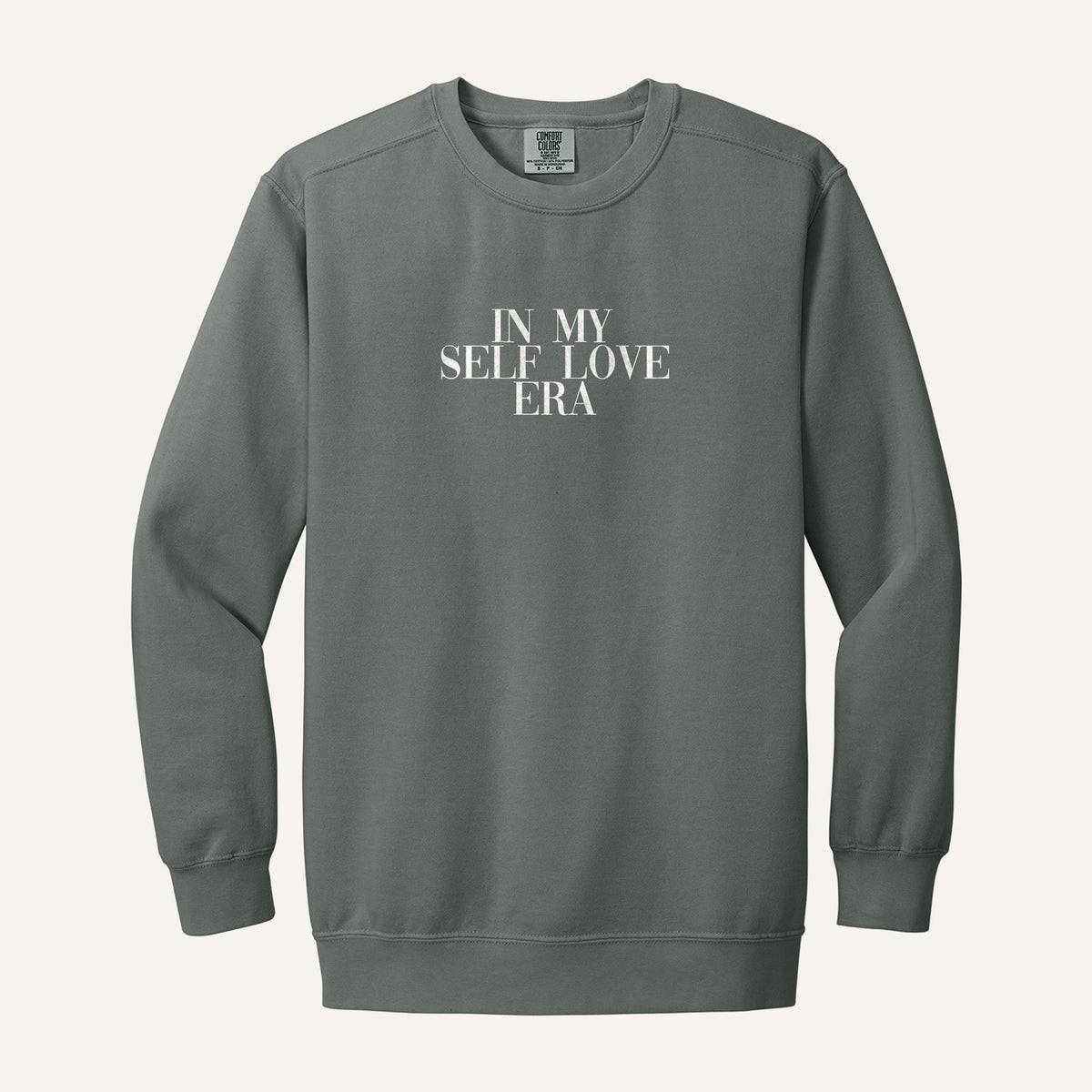 In My Self Love Era Embroidered Sweatshirt – Comfort Colors Crewneck in Grey