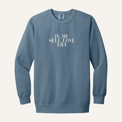In My Self Love Era Embroidered Sweatshirt – Comfort Colors Crewneck in Blue Jean
