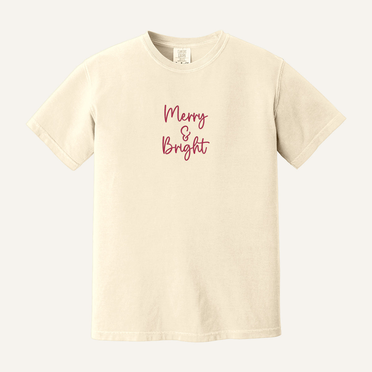 Merry and Bright Embroidered Sweatshirt – Comfort Colors Tee in Ivory