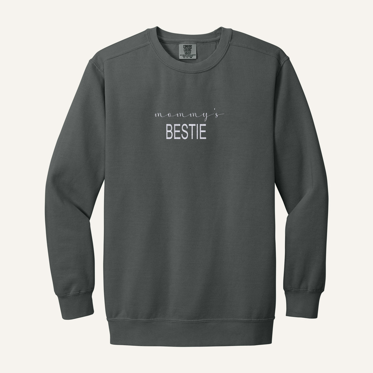 Mommy's Bestie Embroidered Tee – Comfort Colors Crewneck in Pepper