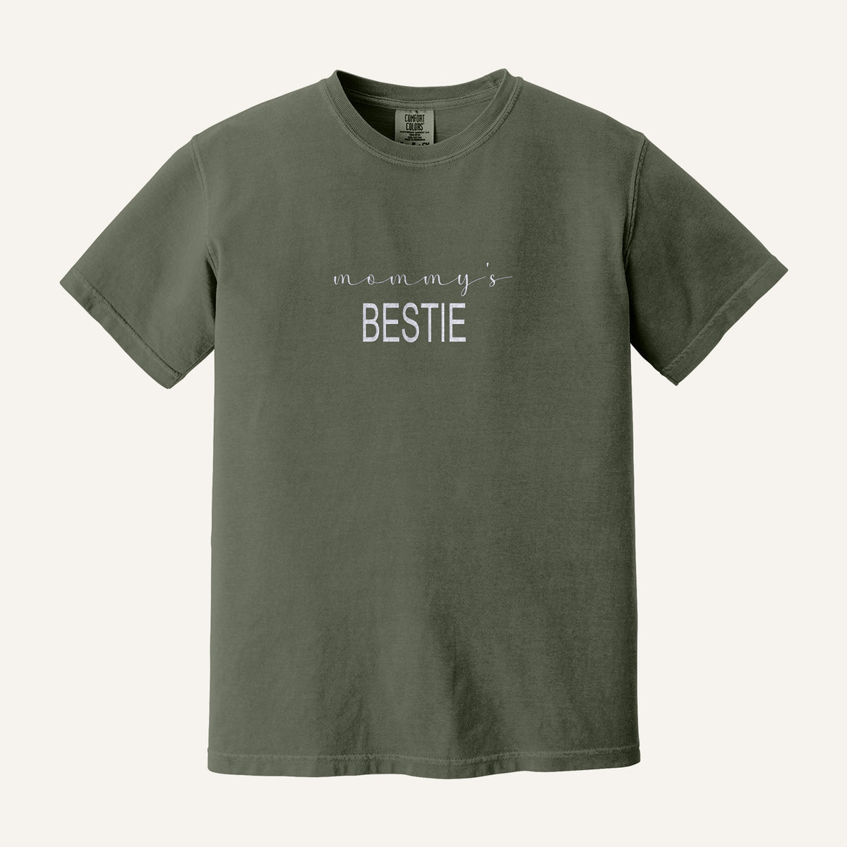Mommy's Bestie Embroidered Tee – Comfort Colors Tee in Moss