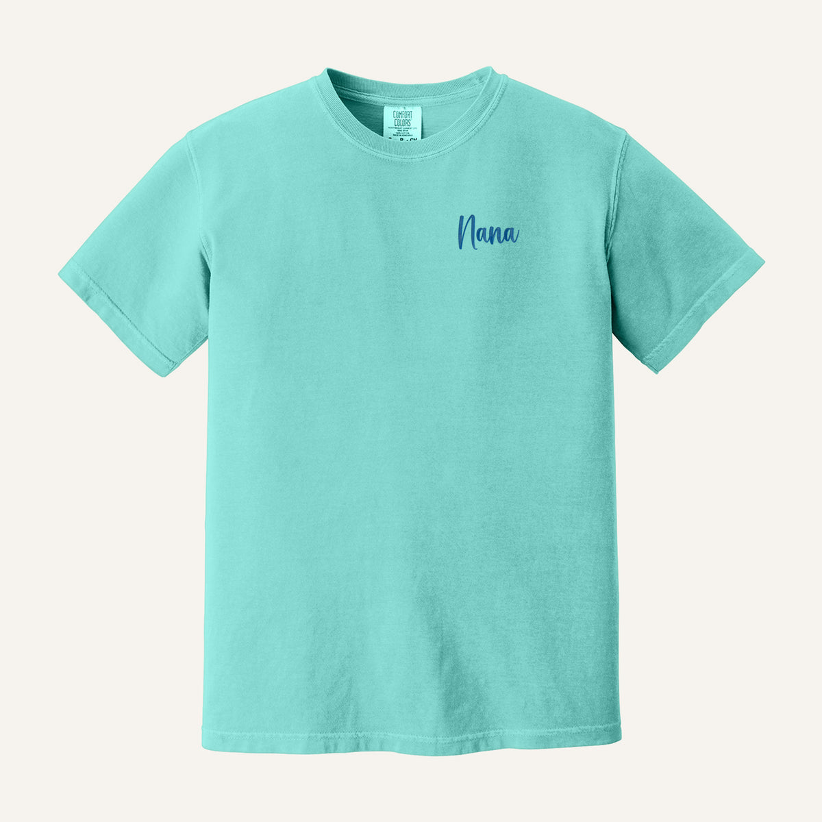 Nana Script Embroidered Sweatshirt – Comfort Colors Tee in Chalky Mint