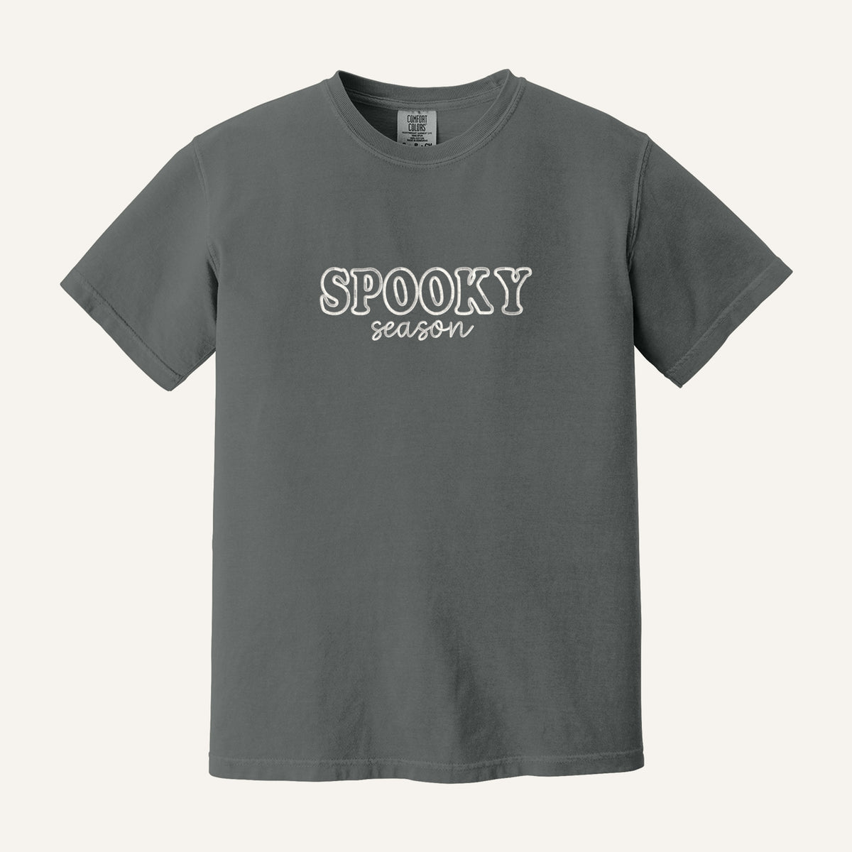 Spooky Season Embroidered Sweatshirt – Comfort Colors Tee in Pepper