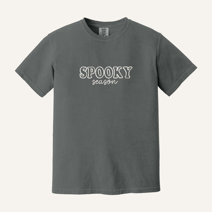 Spooky Season Embroidered Sweatshirt – Comfort Colors Tee in Pepper