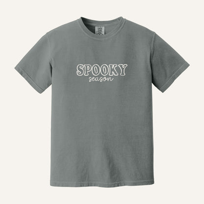 Spooky Season Embroidered Sweatshirt – Comfort Colors Tee in Grey