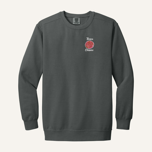 Tienes Chisme Embroidered Sweatshirt – Comfort Colors Crewneck in Pepper