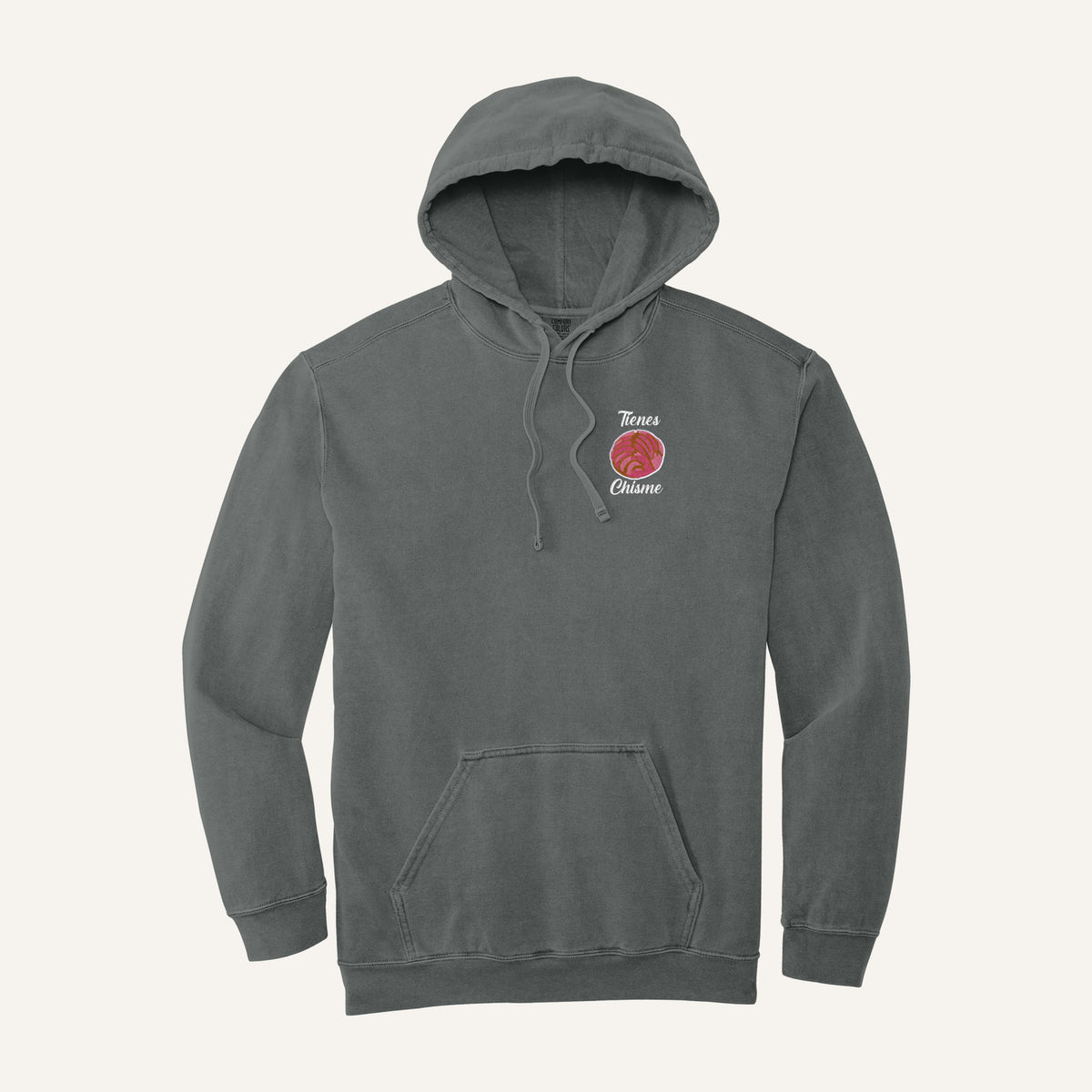 Tienes Chisme Embroidered Sweatshirt – Comfort Colors Hoodie in Grey