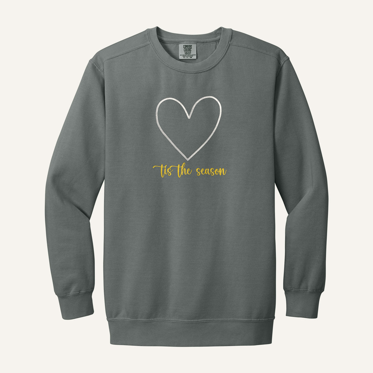 Tis the Season Embroidered Sweatshirt – Comfort Colors Crewneck in Grey