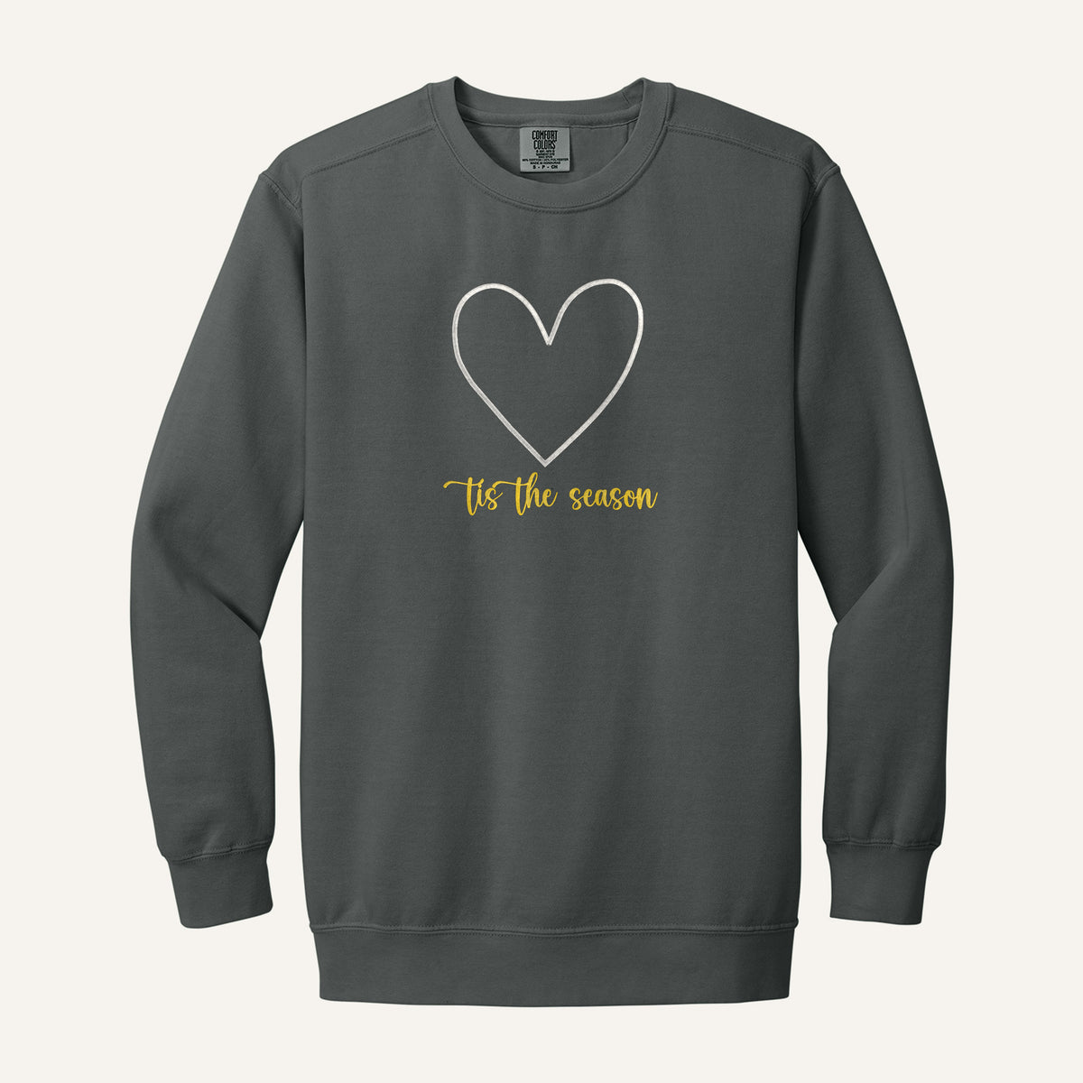 Tis the Season Embroidered Sweatshirt – Comfort Colors Crewneck in Pepper