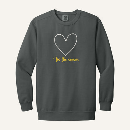 Tis the Season Embroidered Sweatshirt – Comfort Colors Crewneck in Pepper