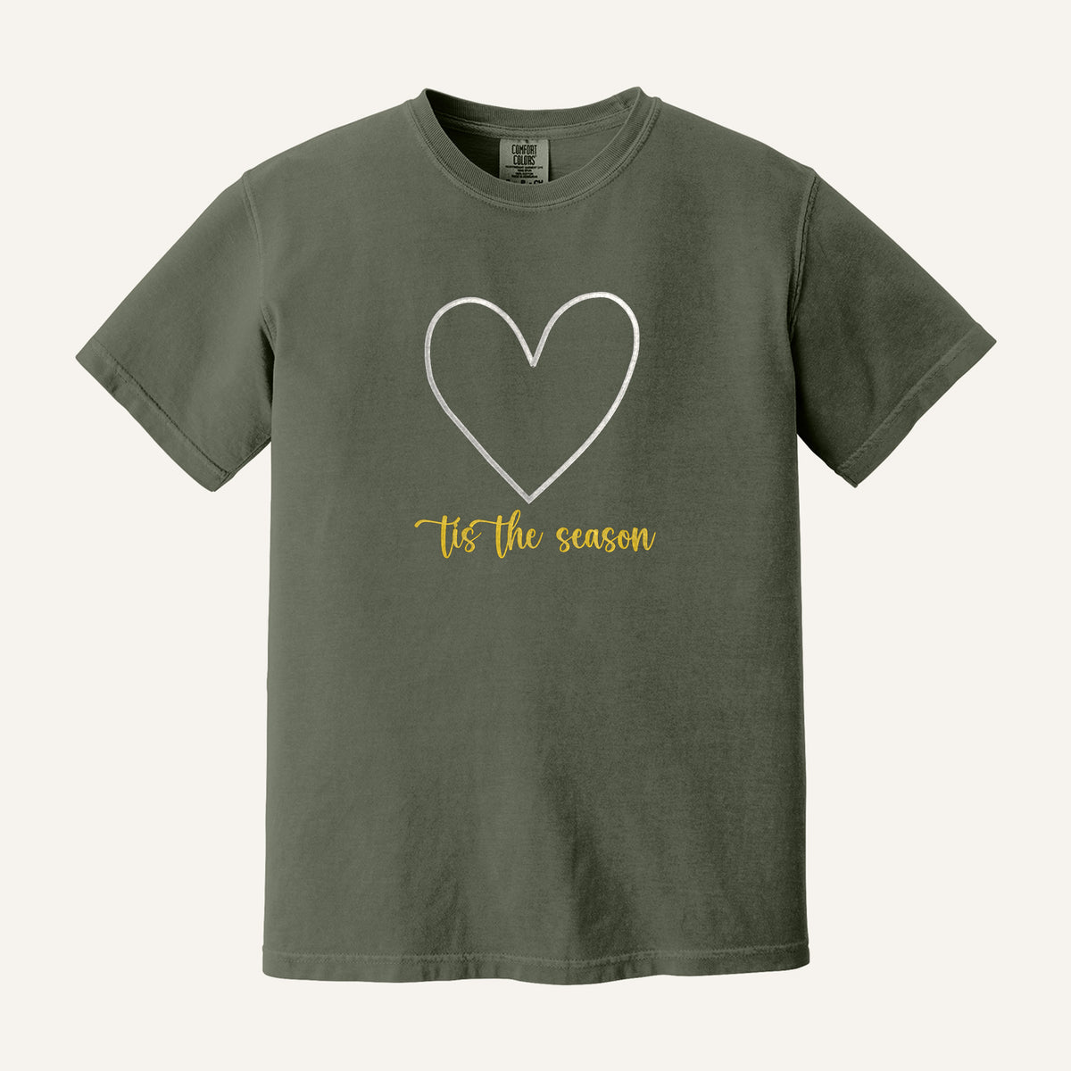 Tis the Season Embroidered Sweatshirt – Comfort Colors Tee in Moss